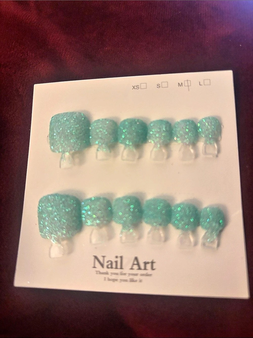 Green Glitter Press-On Nails